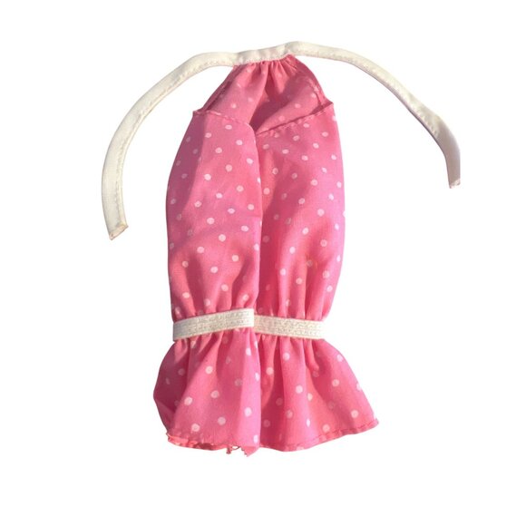 Vintage 80s Barbie Fashion Fun Halter Dress Pink Polka Dot 2864 Estate 1986 - Picture 4 of 5